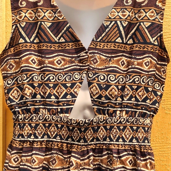 Vtg Tribal Print Shorts Romper L - Picture 6 of 7